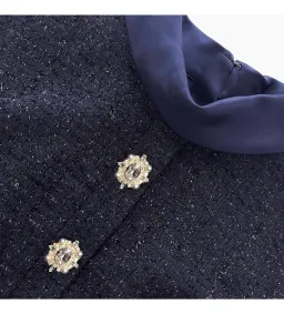 Self Portrait Boucle Maxi Dress Navy Metallic Size S/AU 8 for rent on The Volte - image 5