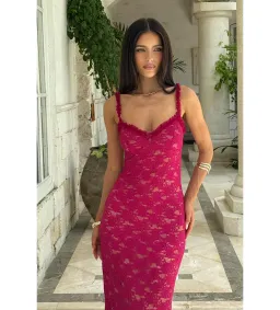 Runaway The Label Sarta Lace Maxi Dress Berry Size M/AU 10 for rent on The Volte - image 4