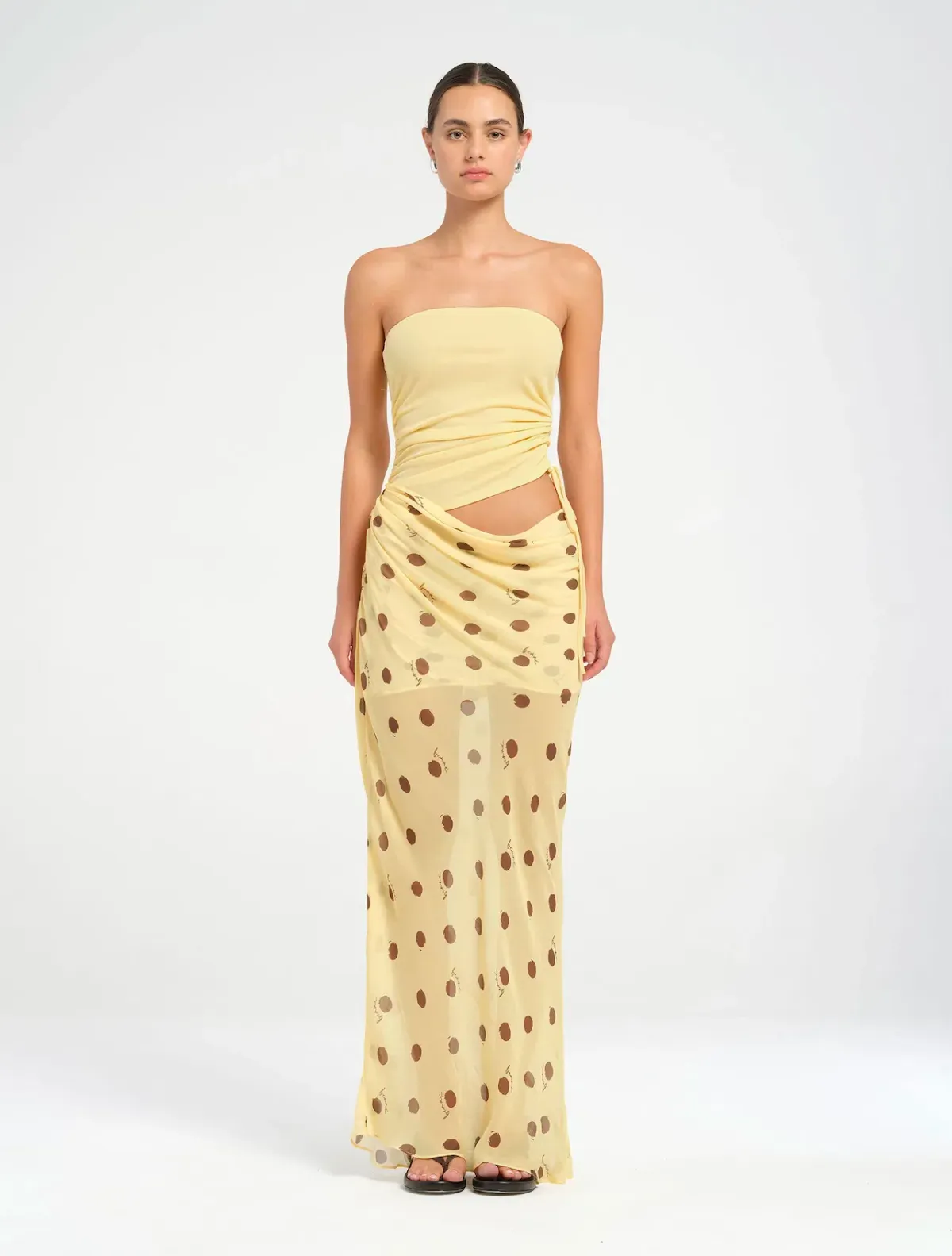 Benni Roscoe Maxi Dress in Butter Spot Size AU 8 - Image 1