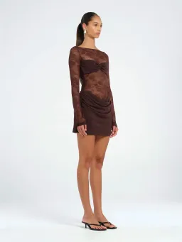 Benni Oskar Mini Dress Chocolate Size AU 8 for rent on The Volte - image 2