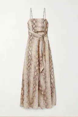 Zimmermann Bellitude Python Cut Out Midi Dress Animal Print Size 1/AU10 for rent on The Volte - image 2