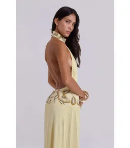 Jaded London Darya Hand Beaded Backless Maxi Dress in Butter Size AU 6 for rent on The Volte - image 2