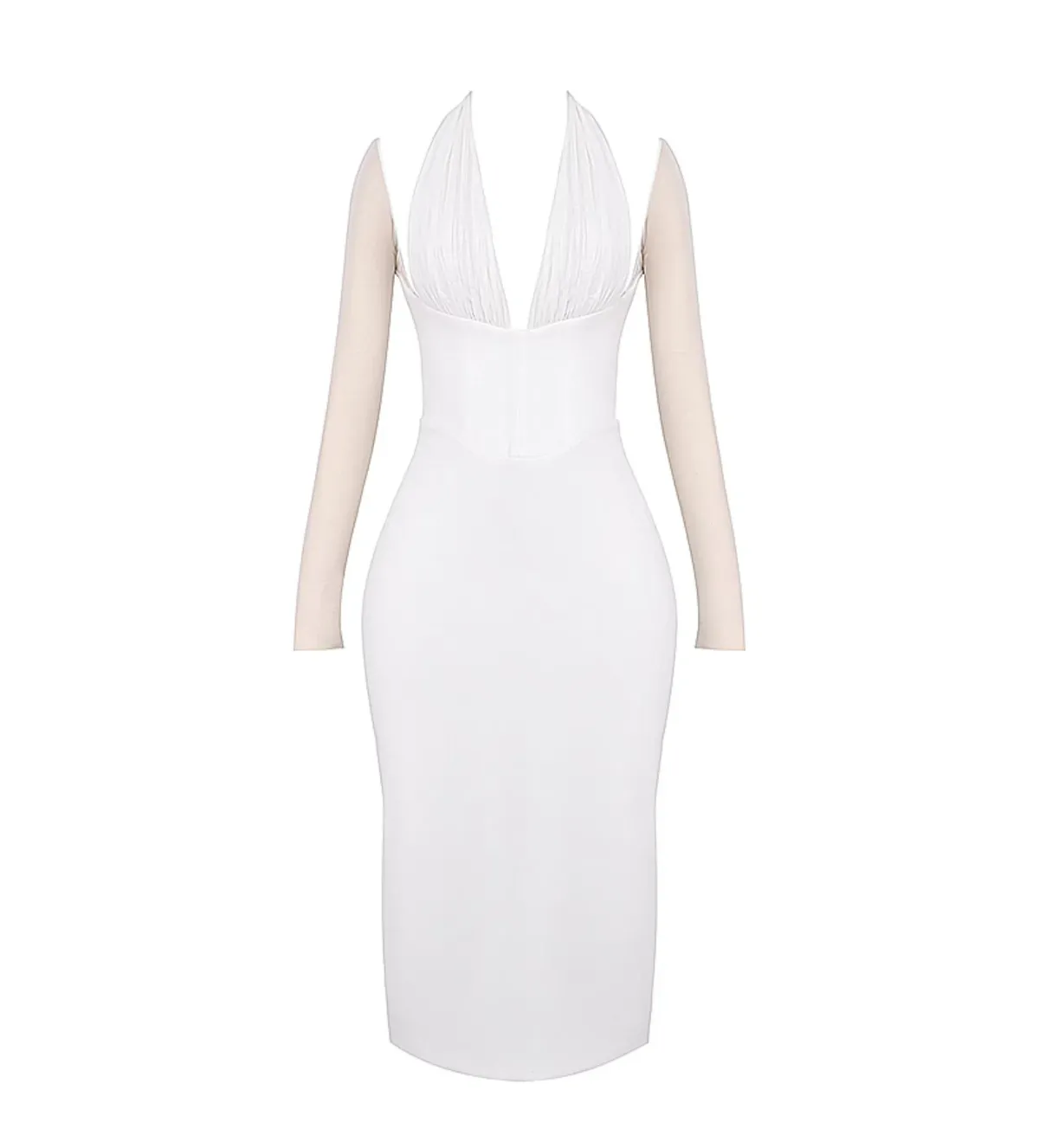 House of CB Yasmin Plunge Midi Dress in White Size 6  - Image 5