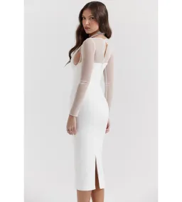 House of CB Yasmin Plunge Midi Dress in White Size 6  for rent on The Volte - image 4