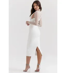 House of CB Yasmin Plunge Midi Dress in White Size 6  for rent on The Volte - image 3