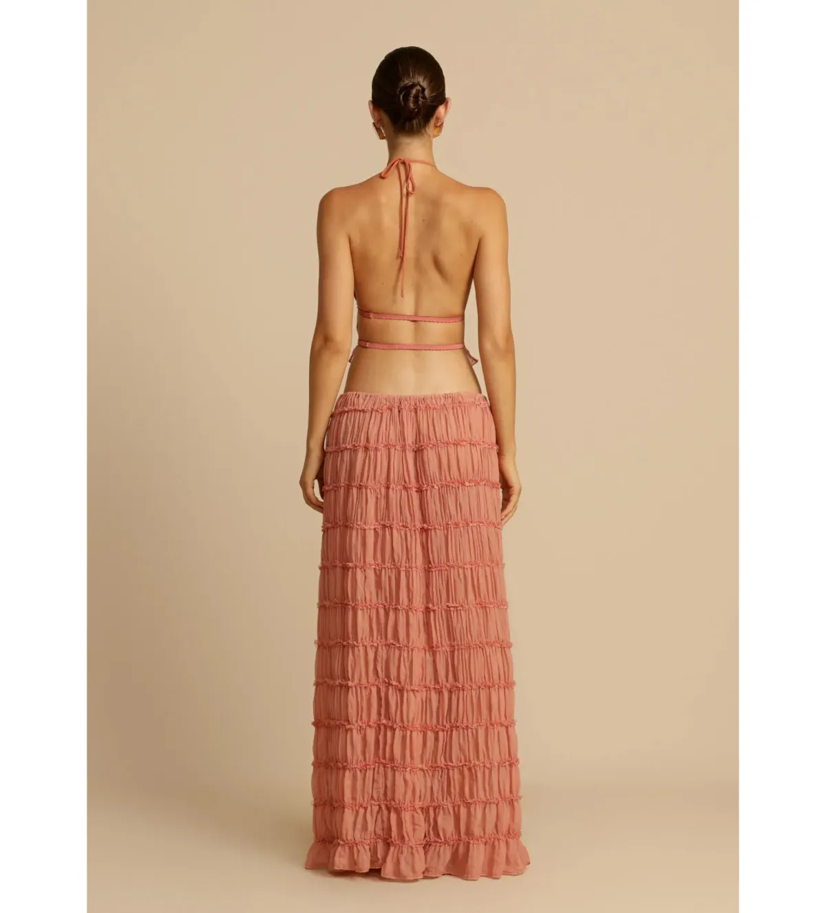 Arcina Ori Juliette Halter Maxi Dress in Peach Size 8 - Image 3