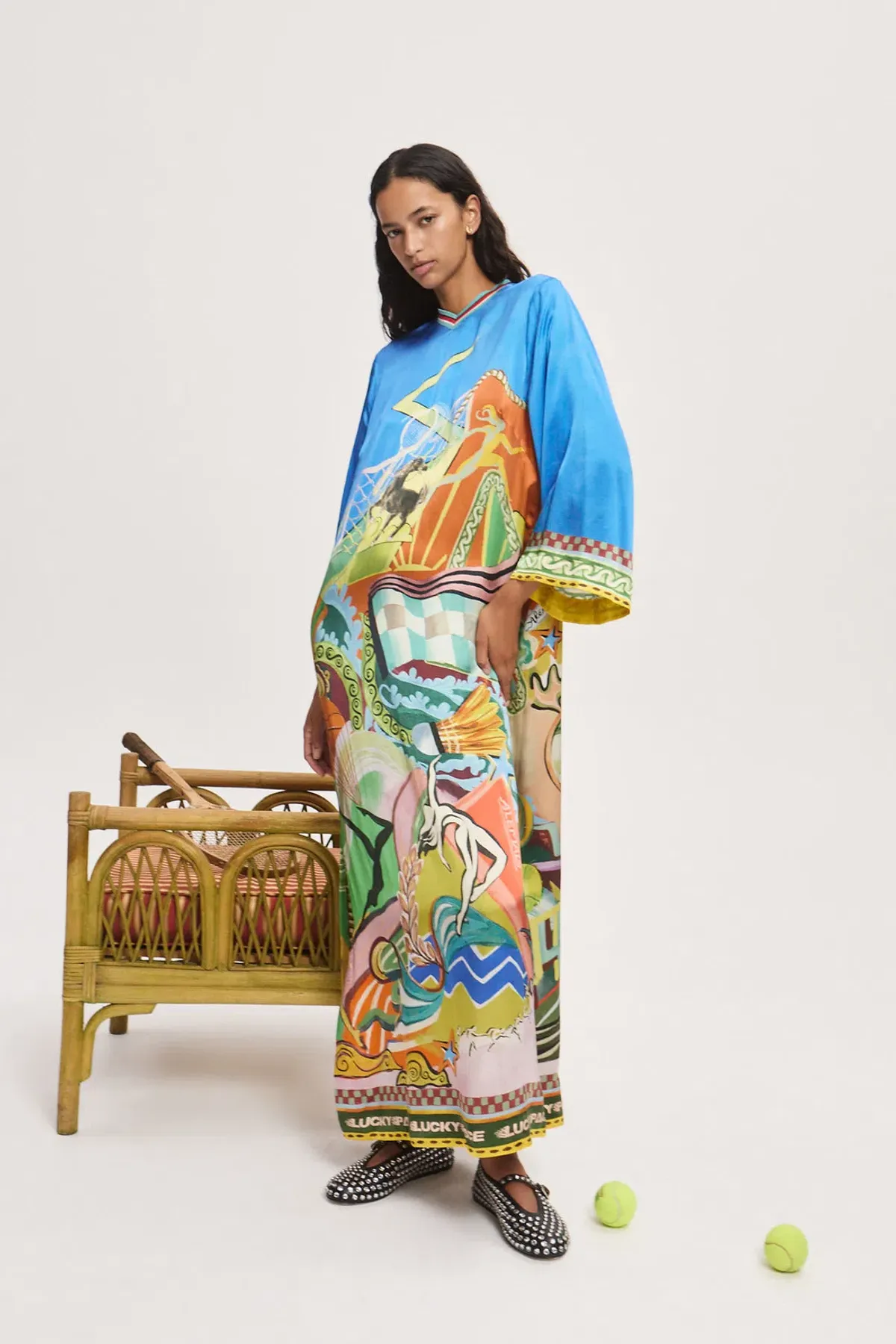 Alemais Lucky Pace Silk Midi Dress Multi Size 10 - Image 1