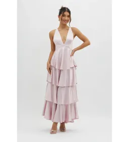 Selfie Leslie Auguste Tiered Frill Strappy Back  Dress in Blush Size AU 8 for rent on The Volte - image 1