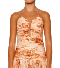 Zimmermann Cascadian Strapless Midi Dress Red Botanical Floral Size 1 / AU 10 for rent on The Volte - image 4