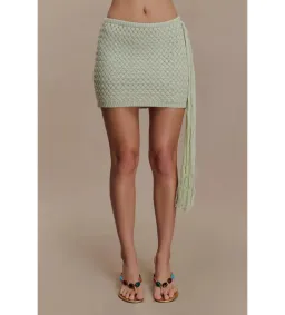 MESHKI Elowen Knit Cowl Long Sleeve Top and Terrymae Crochet Mini Skirt Set Pastel Green Size XS / AU 6  for rent on The Volte - image 6