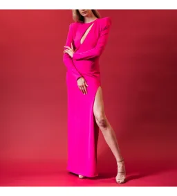 Meraki Official Alex Keyhole Gown Neon Pink Size AU 8 for rent on The Volte - image 3