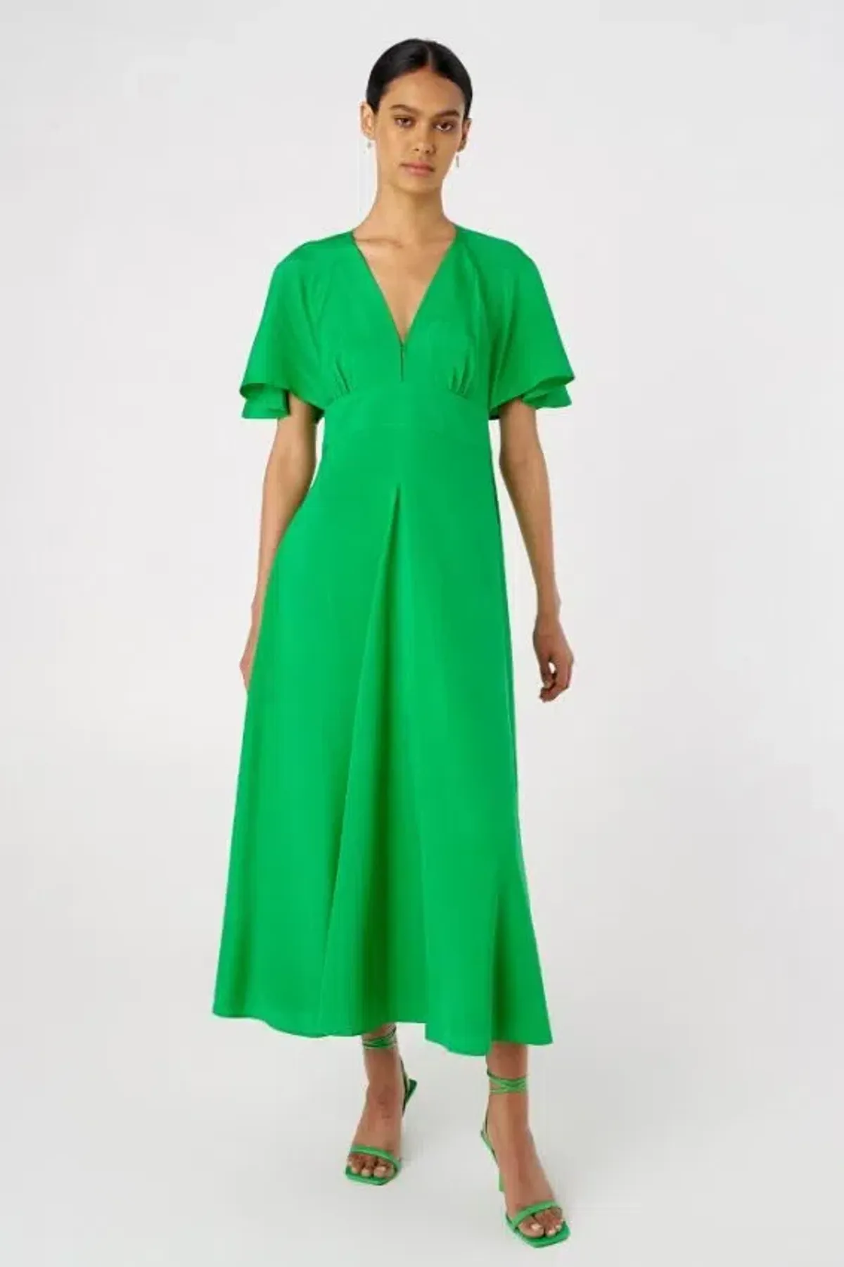 Oroton Cape Sleeve Midi Dress Green Size 10 - Image 1