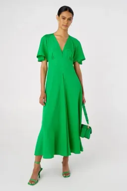 Oroton Cape Sleeve Midi Dress Green Size 10 for rent on The Volte - image 2