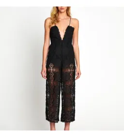 Alice McCall Diamond Veins Jumpsuit Black Lace Size AU 8 for rent on The Volte - image 1