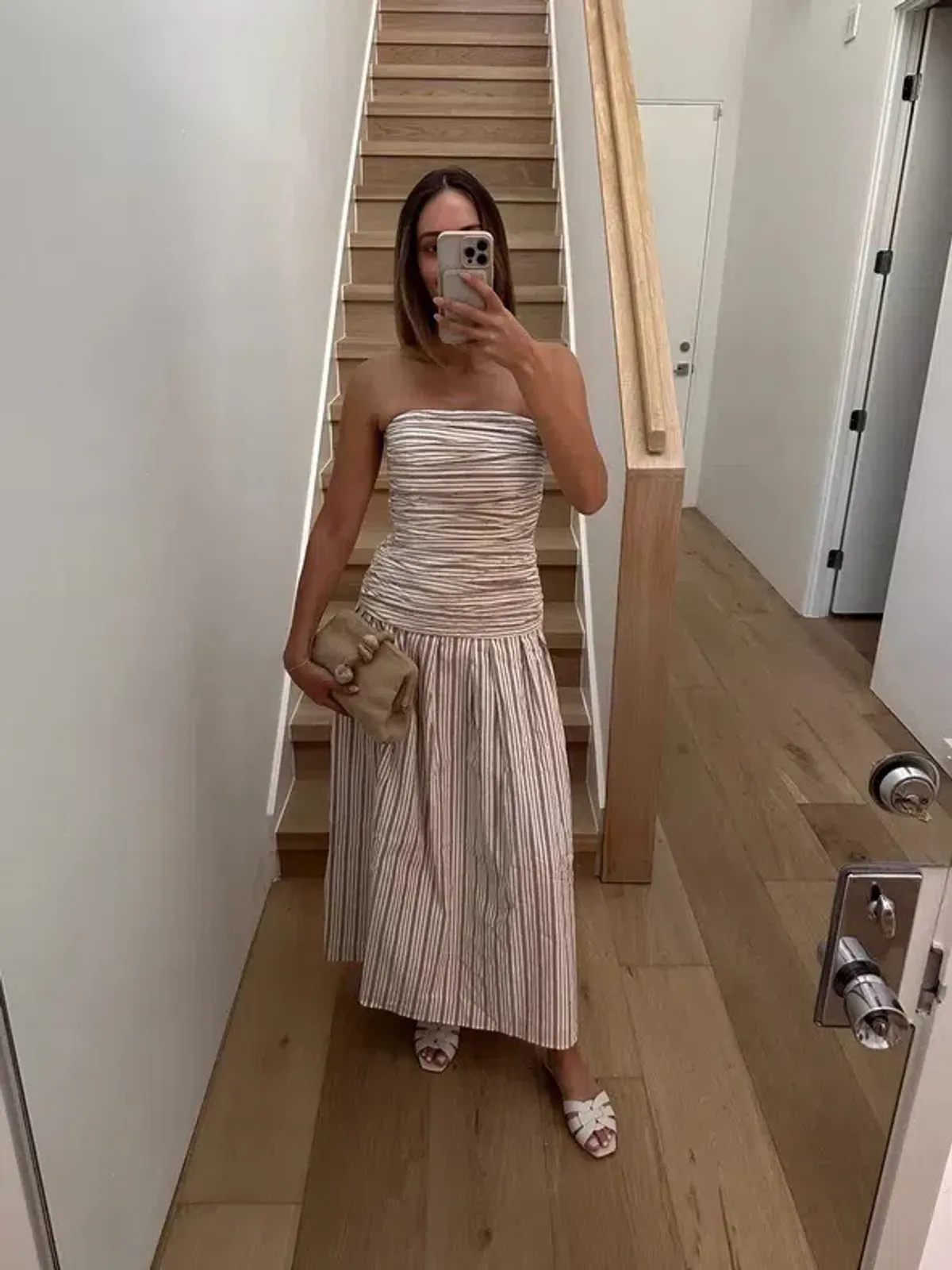 Anna Quan Isadora Strapless Maxi Dress Tobacco Stripe Size AU 6  - Image 8