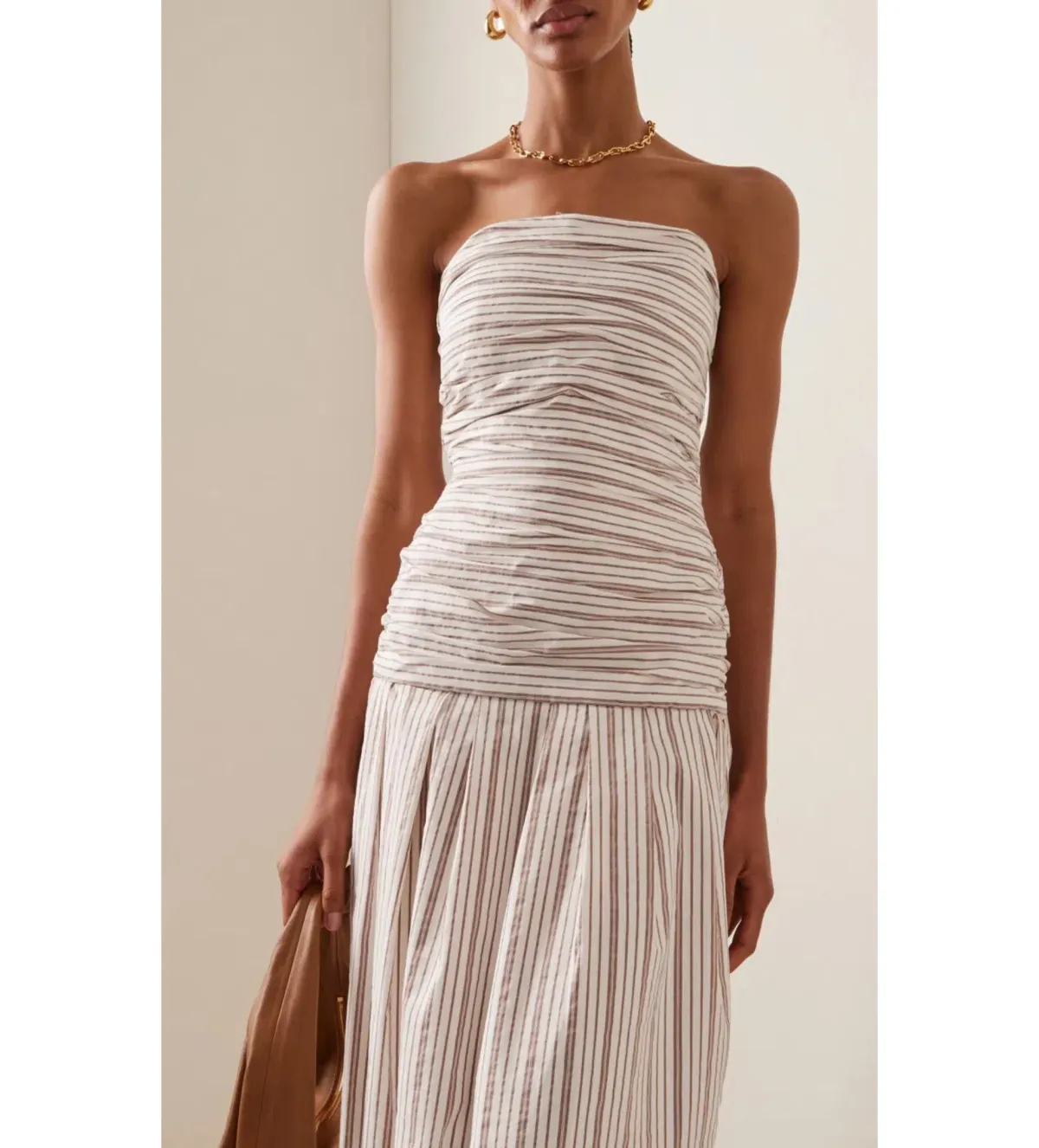 Anna Quan Isadora Strapless Maxi Dress Tobacco Stripe Size AU 10 - Image 3