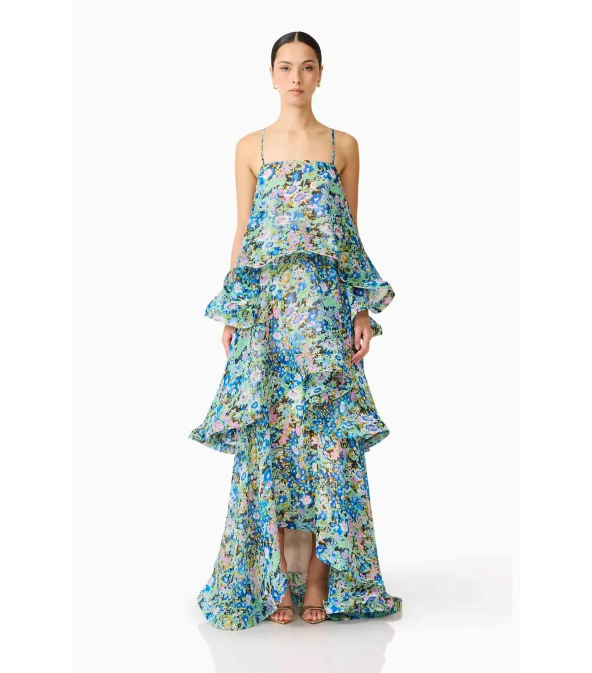 Elliatt Armani Tiered Maxi Dress in Blue Floral Size S / AU 8 - Image 1