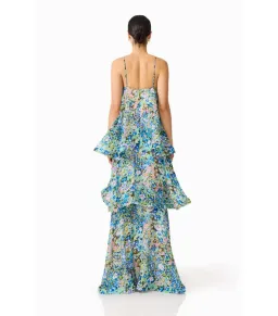 Elliatt Armani Tiered Maxi Dress in Blue Floral Size S / AU 8 for rent on The Volte - image 2