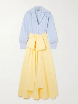 Bernadette Clarence Striped Seersucker Maxi Dress in Blue/White Striped and Yellow Size AU 12-14 for rent on The Volte - image 3