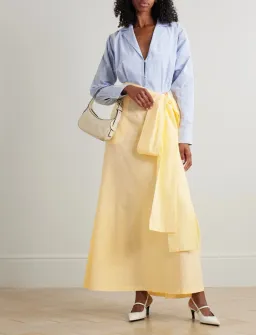 Bernadette Clarence Striped Seersucker Maxi Dress in Blue/White Striped and Yellow Size AU 12-14 for rent on The Volte - image 1