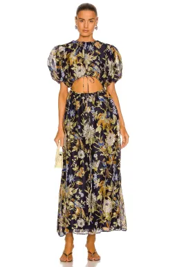 Sir the Label Lilian Puff Sleeve Midi Dress Delia Print Size 2 / AU 10 for rent on The Volte - image 1