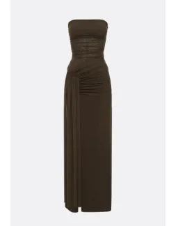 Bec & Bridge Ida Strapless Maxi Gown in Chocolate Brown Size AU 6 for rent on The Volte - image 4