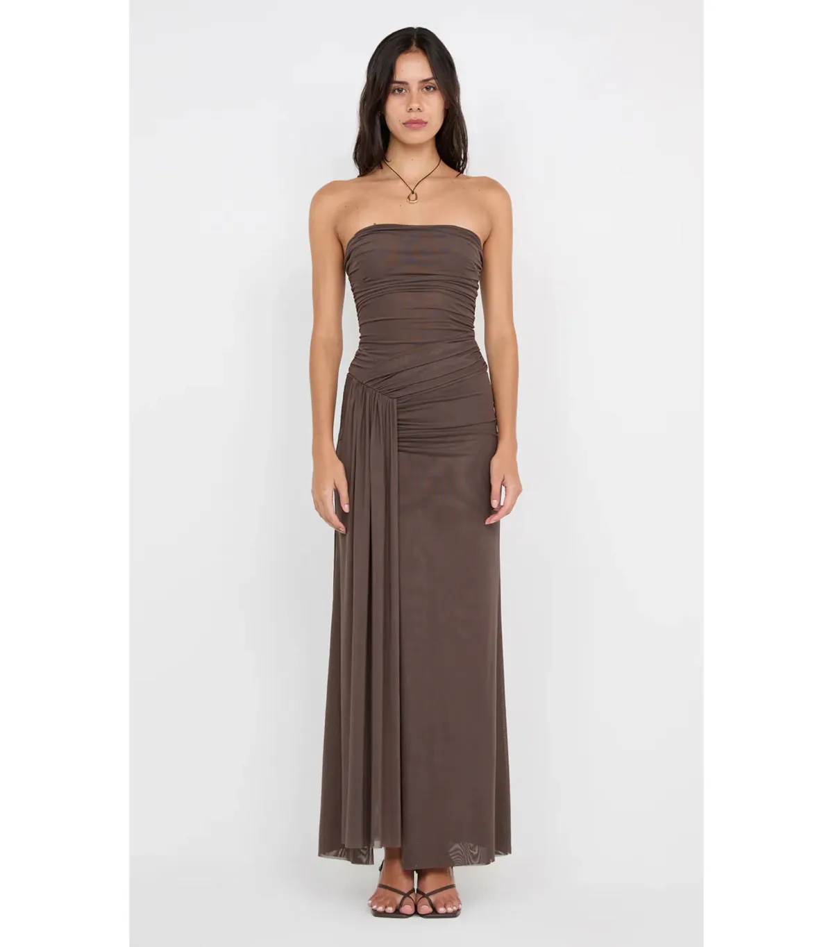 Bec & Bridge Ida Strapless Maxi Gown in Chocolate Brown Size AU 10 - Image 1