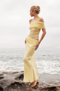 Benni Nico Off Shoulder Maxi Dress - Butter for rent on The Volte - image 3