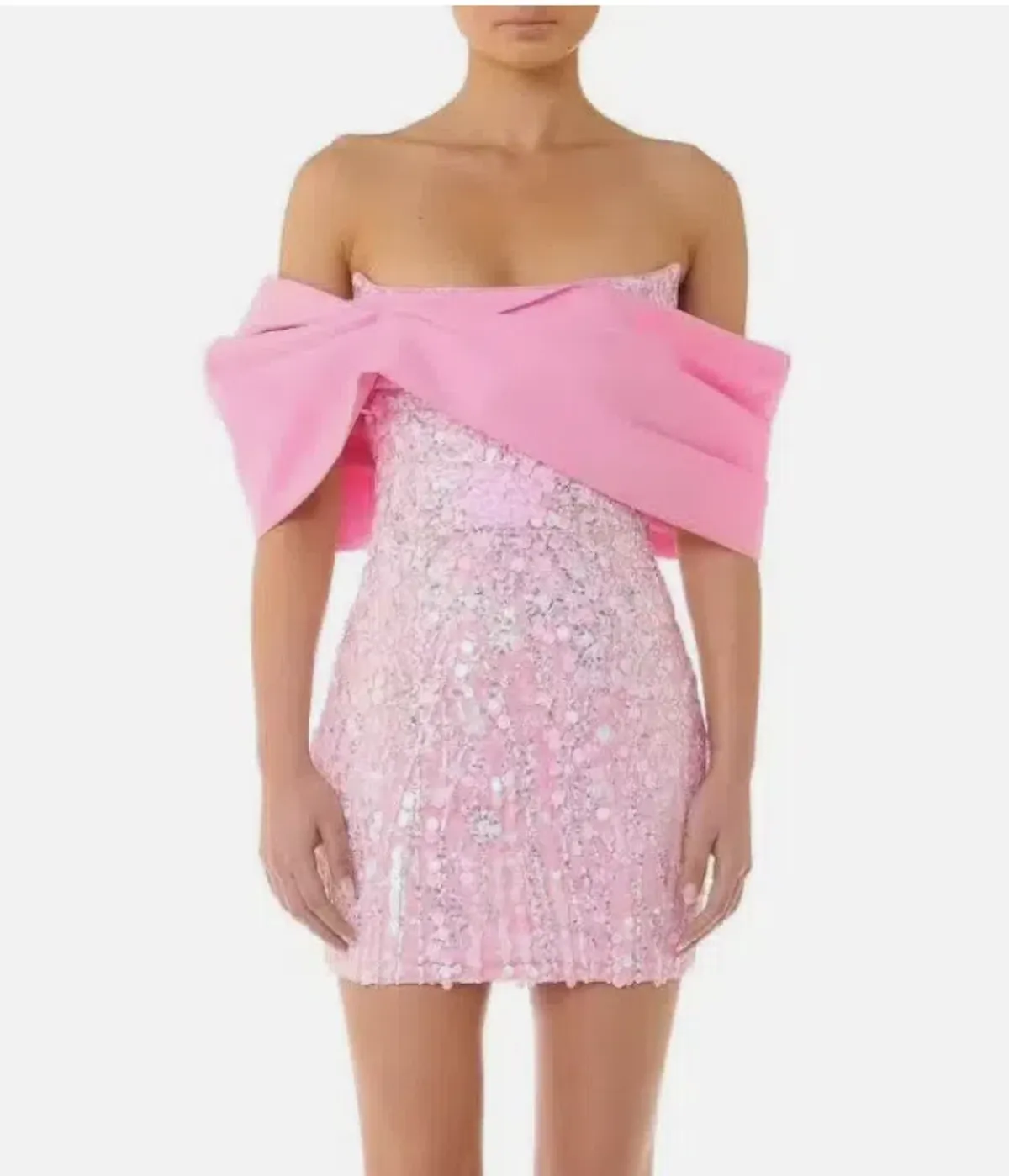 Eliya The Label Bianca Mini Dress Pink Sequence Dress Size L/ AU 12 - Image 2