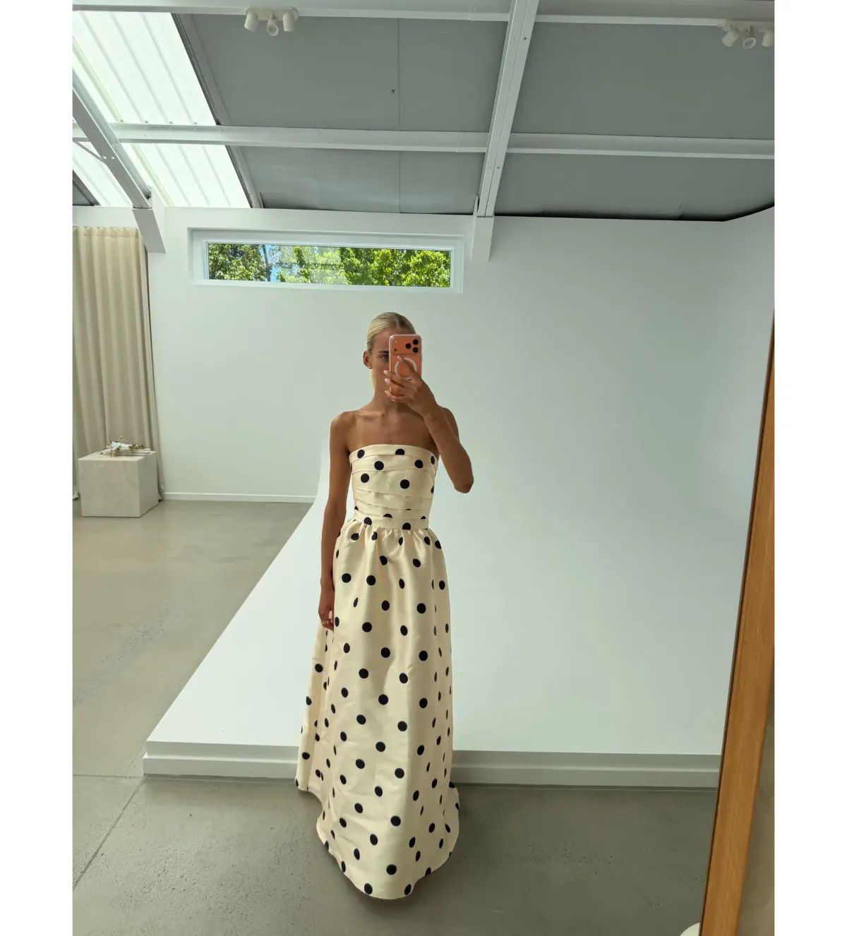 Pasduchas Dottie Strapless Midi Dress in Cream/ Black Size AU 10 - Image 2