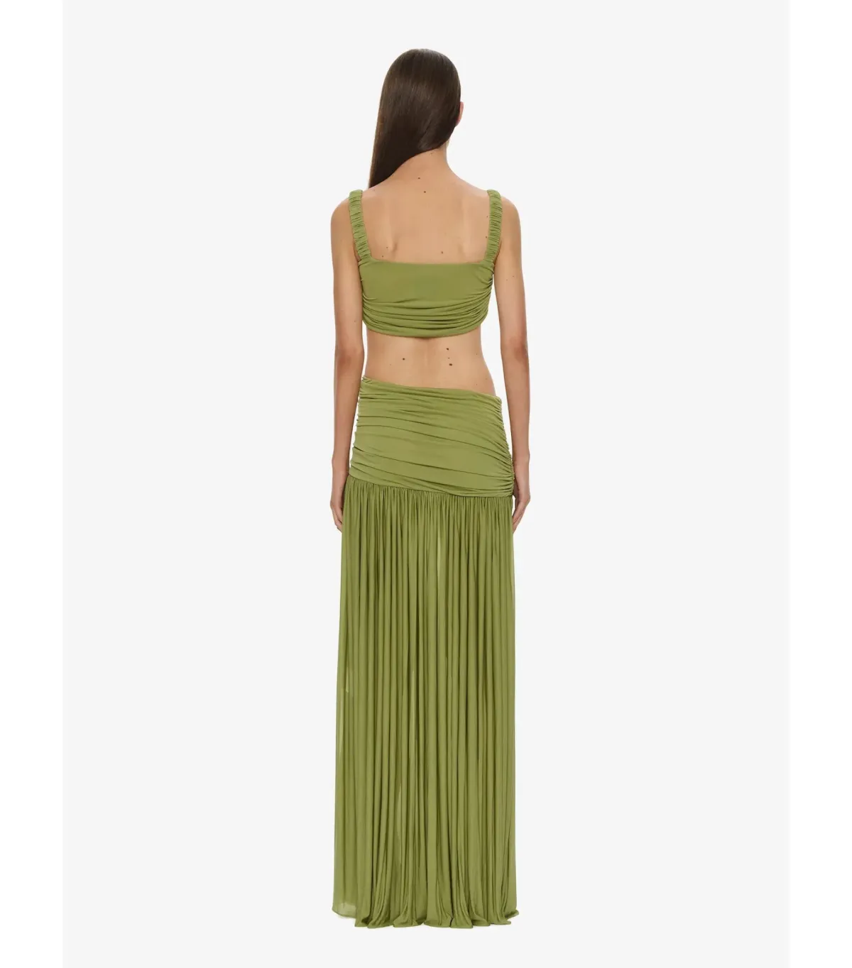 Christopher Esber Orion Separation Maxi Gown in Green Olive Size AU 10 - Image 4