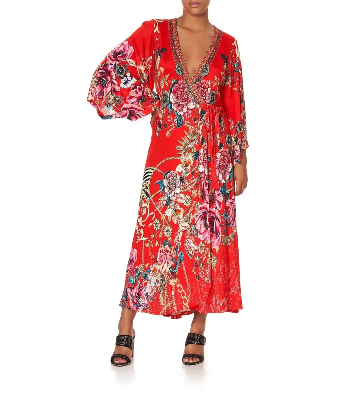 Camilla Jersey Wrap Midi Dress And The Queen in Wore Red Size M AU 12 - Image 3