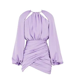 House of CB Kate Satin Wrap Front Mini Dress Orchid Size AU 10 for rent on The Volte - image 4