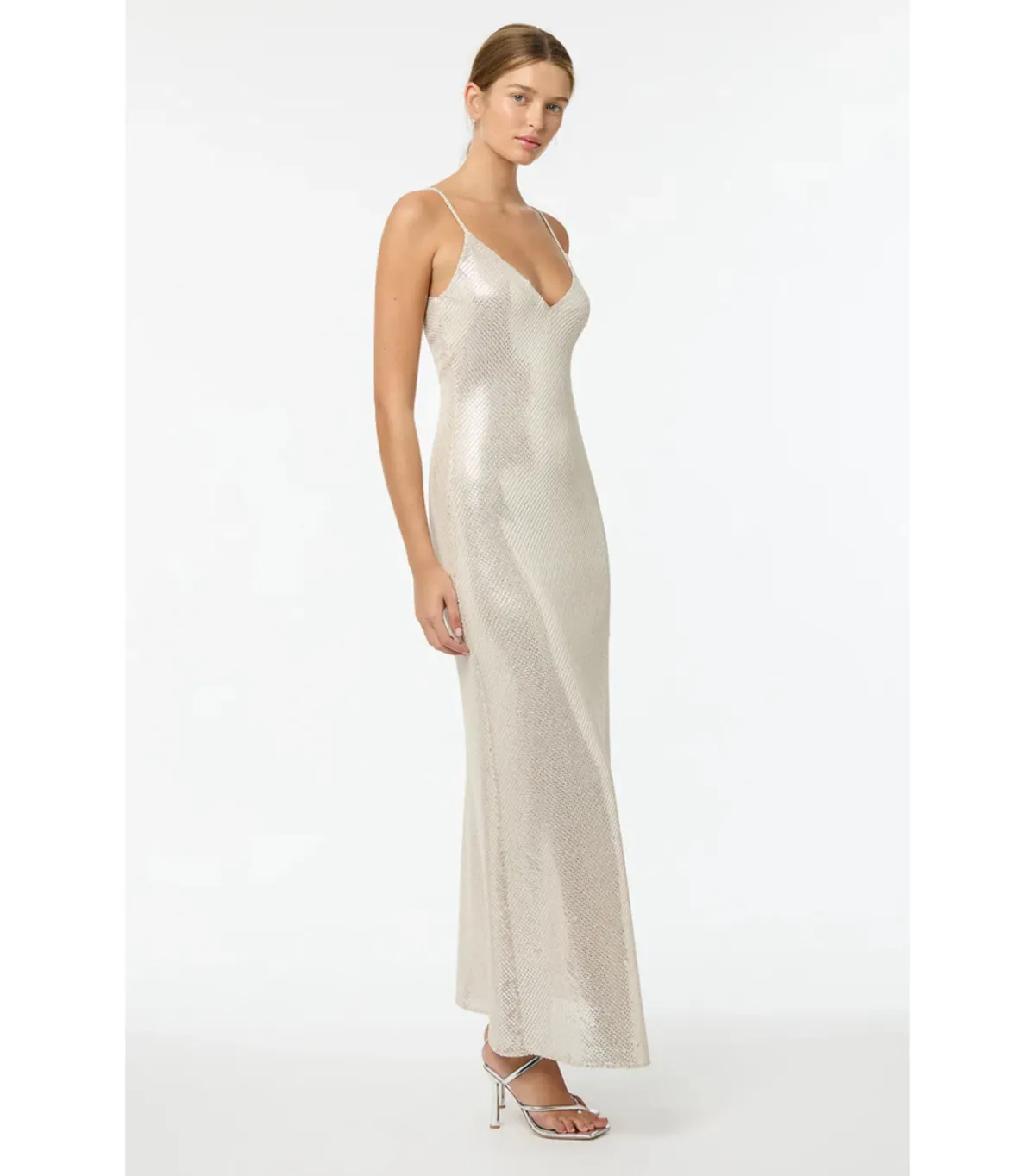 Manning Cartell High Voltage Slip Maxi Dress Nude Silver Size AU 6 - Image 2