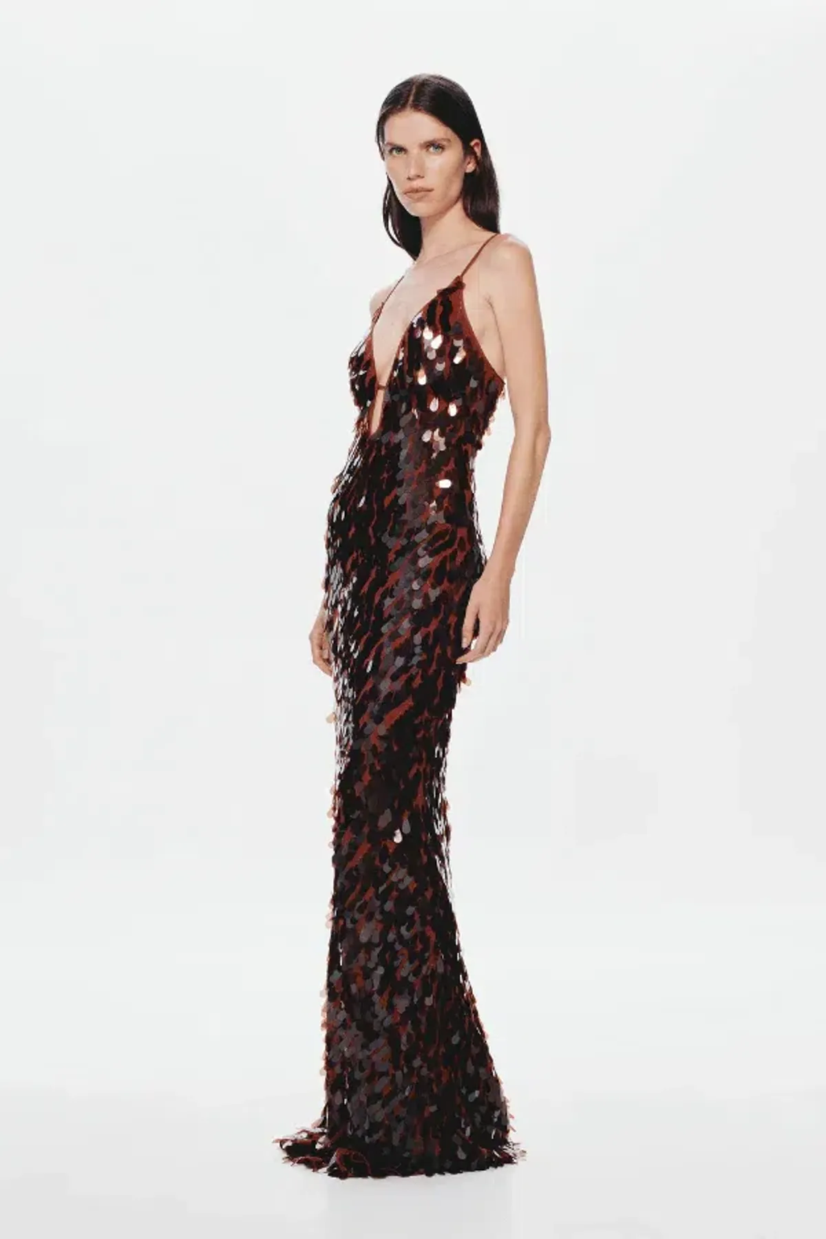 Misha Collection The Sapphire Sequin Maxi Dress in Fig Size 8/S - Image 3