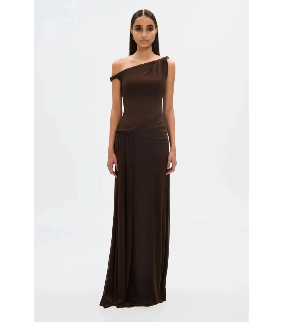 Misha Collection Sisal Mesh Maxi Dress Espresso Size 8/S - Image 1