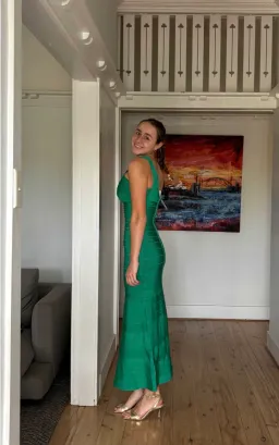 Hervé Léger One-Shoulder Asymmetric Emerald Dress Green Size Small / AU 8 for rent on The Volte - image 6