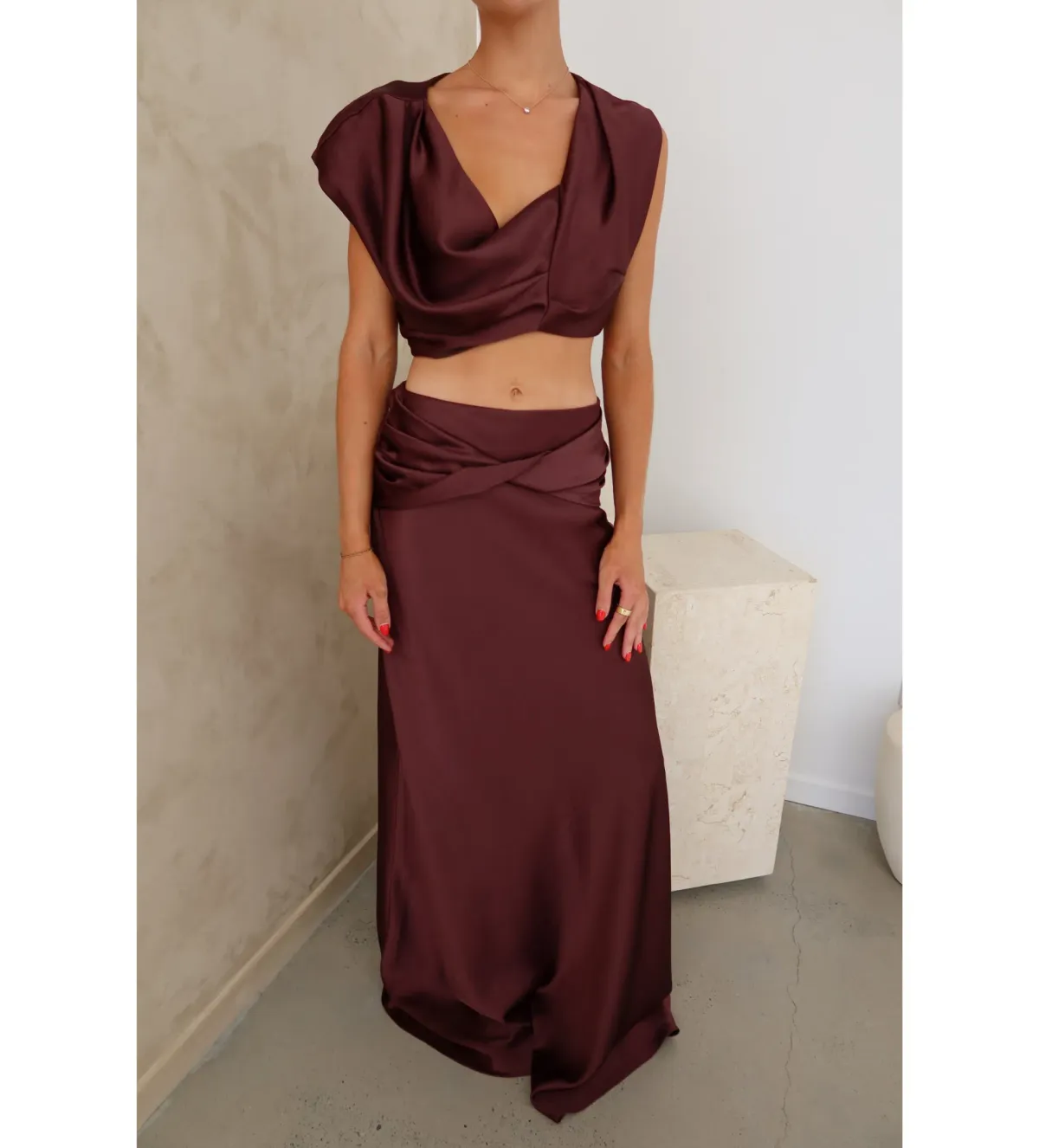 Arcina Ori Andi Top and Maxi Skirt Set Cacao Size XS / AU 6 - Image 3