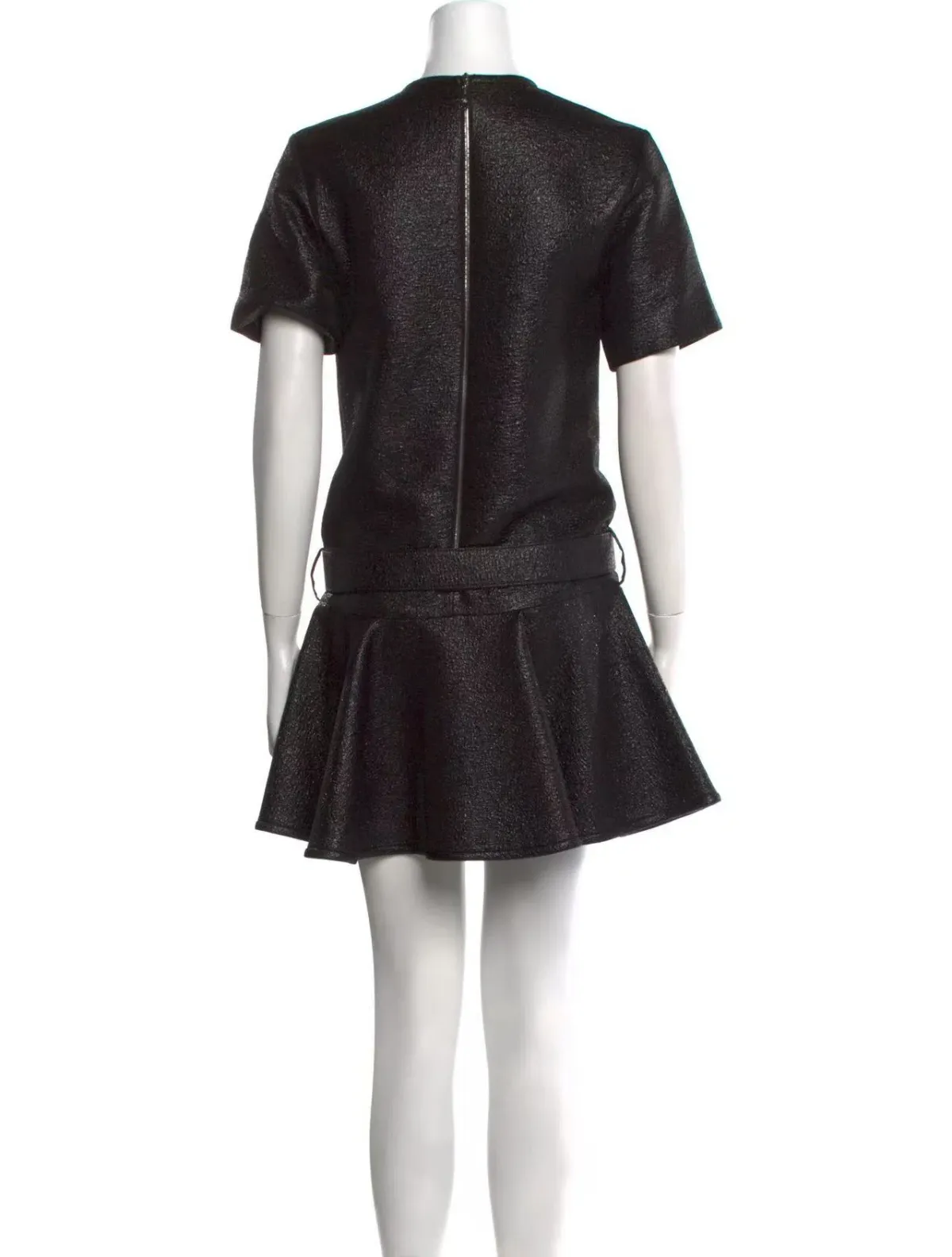 Louis Vuitton Black Wool Blend Belted Mini Dress Size 38 - Image 2