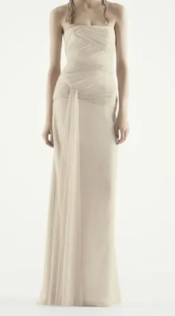 Vera Wang Strapless Chiffon Dress Champagne Size 8 for rent on The Volte - image 2