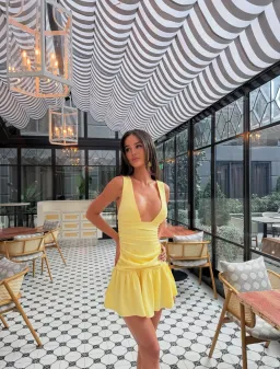 Sasha Therse Flora Mini Dress Yellow Size S/Au 8 for rent on The Volte - image 4