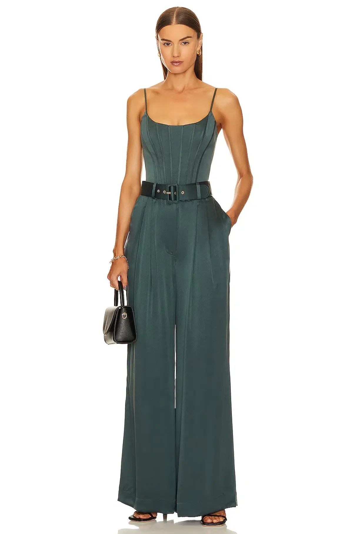 Zimmermann Espionage Silk Tuck Pants Forest Green Size 0 / AU 8 - Image 3