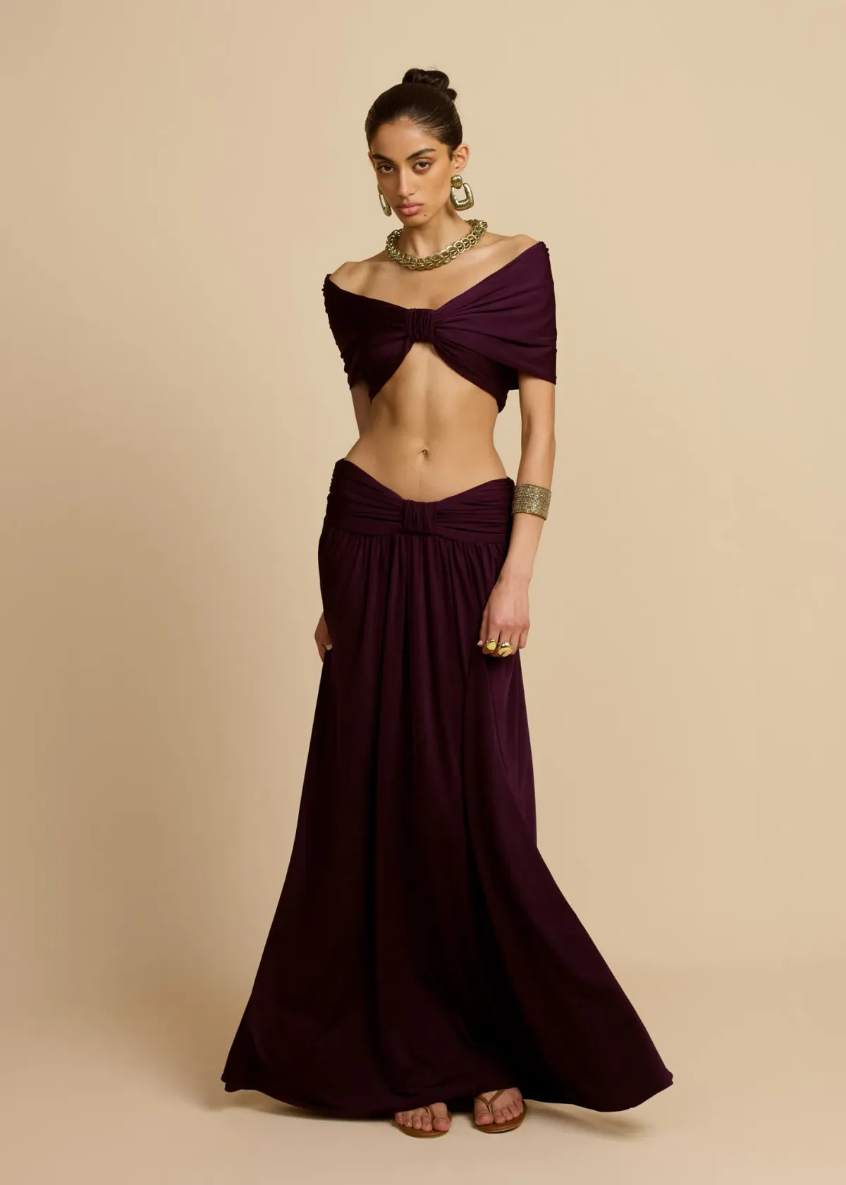 Arcina Ori Alessia Top and Maxi Skirt Set in Plum Size 8 - Image 2