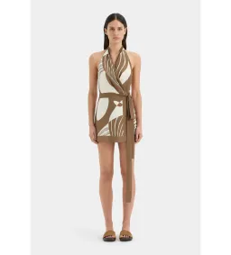 Sir The Label Almara Wrap Halter Mini Dress Espresso Stripe Size 2 / AU 10 for rent on The Volte - image 1