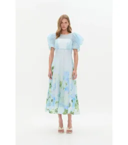 Aje Clementine Midi Dress Blue Hydrangea Size AU 16 for rent on The Volte - image 2
