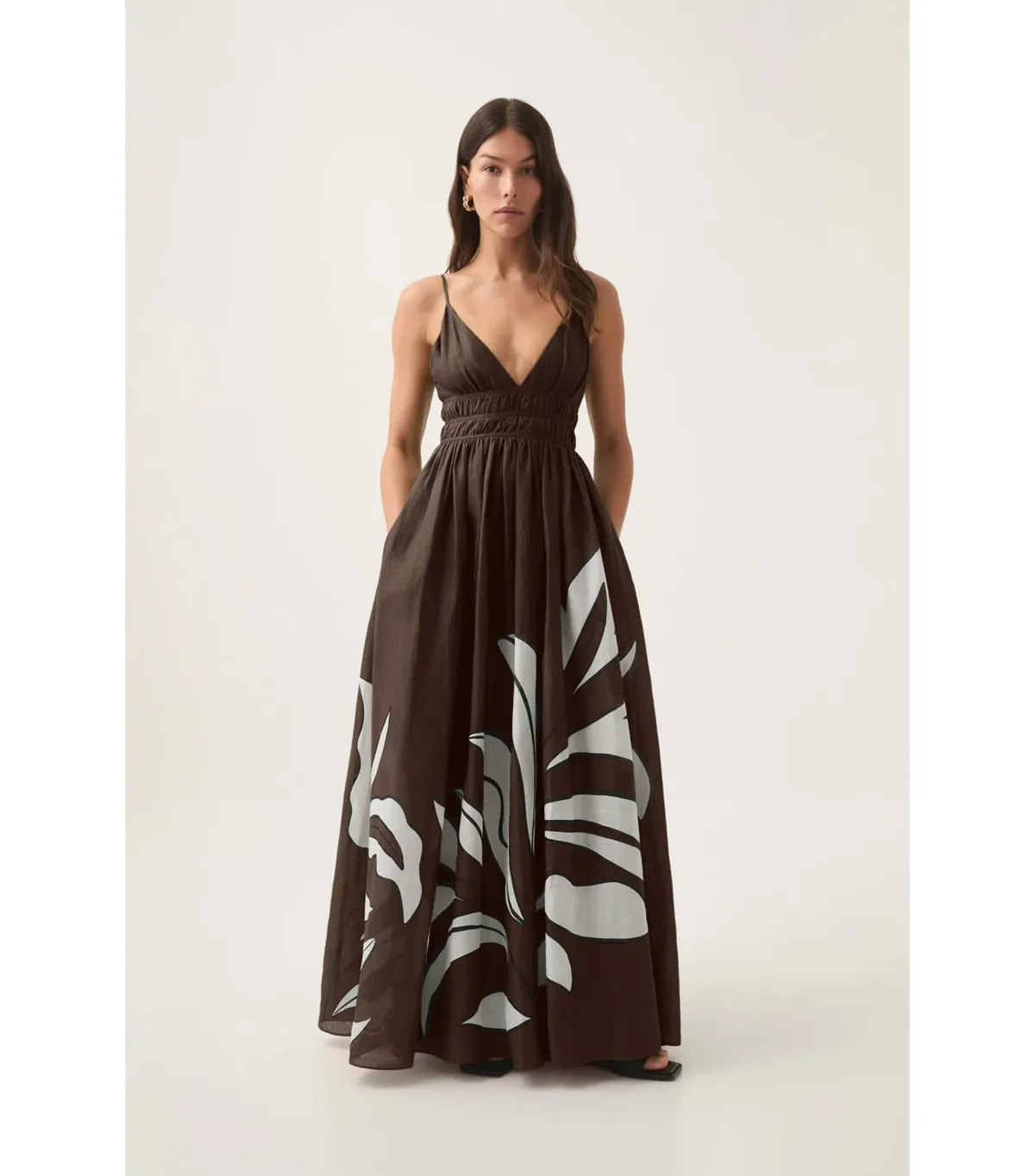 Aje Planetary Maxi Dress in Abstract Fern Carob Size AU 16 - Image 1