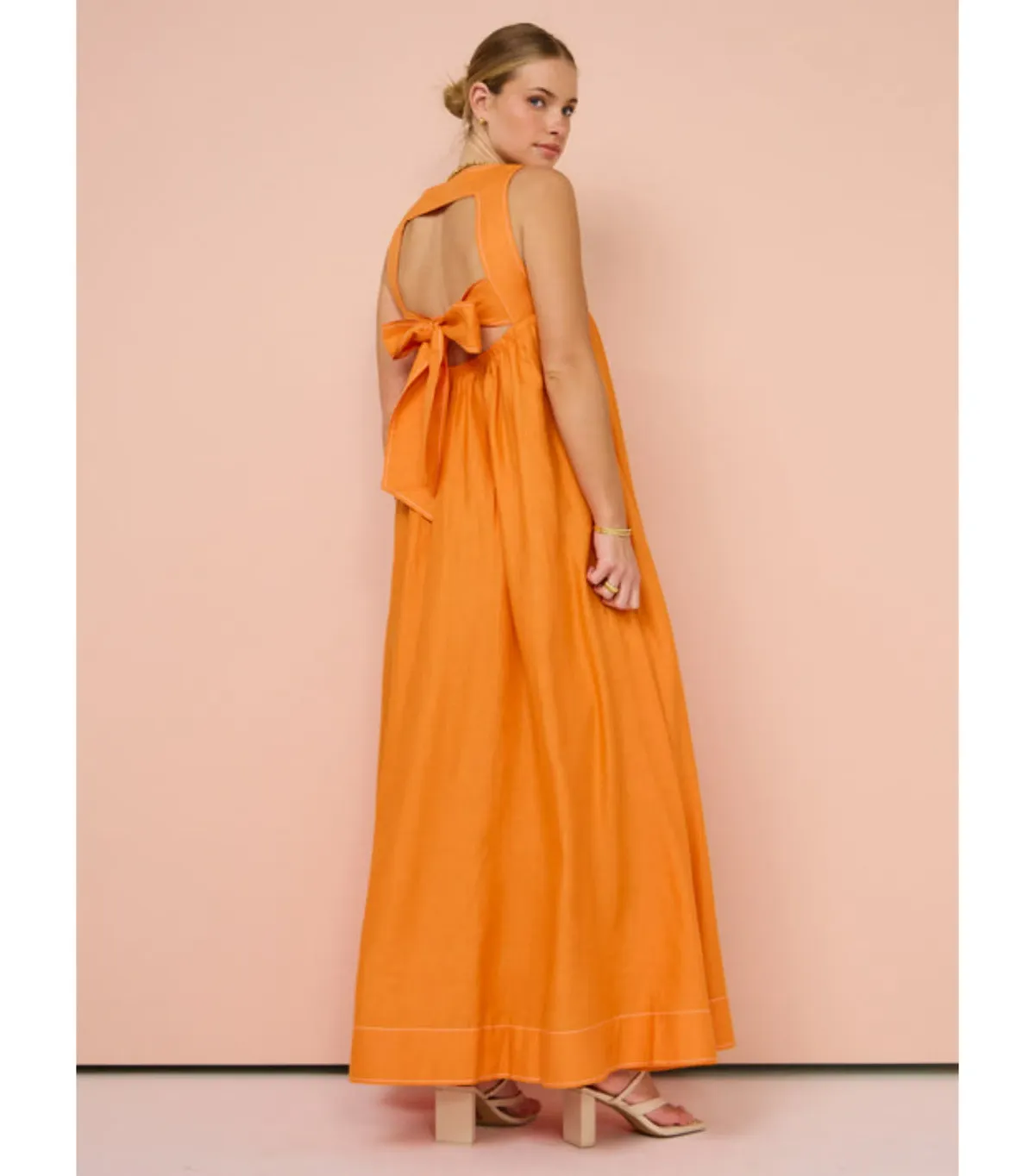 Hansen & Gretel Paloma Maxi Dress Tangerine Size AU 16 - Image 3
