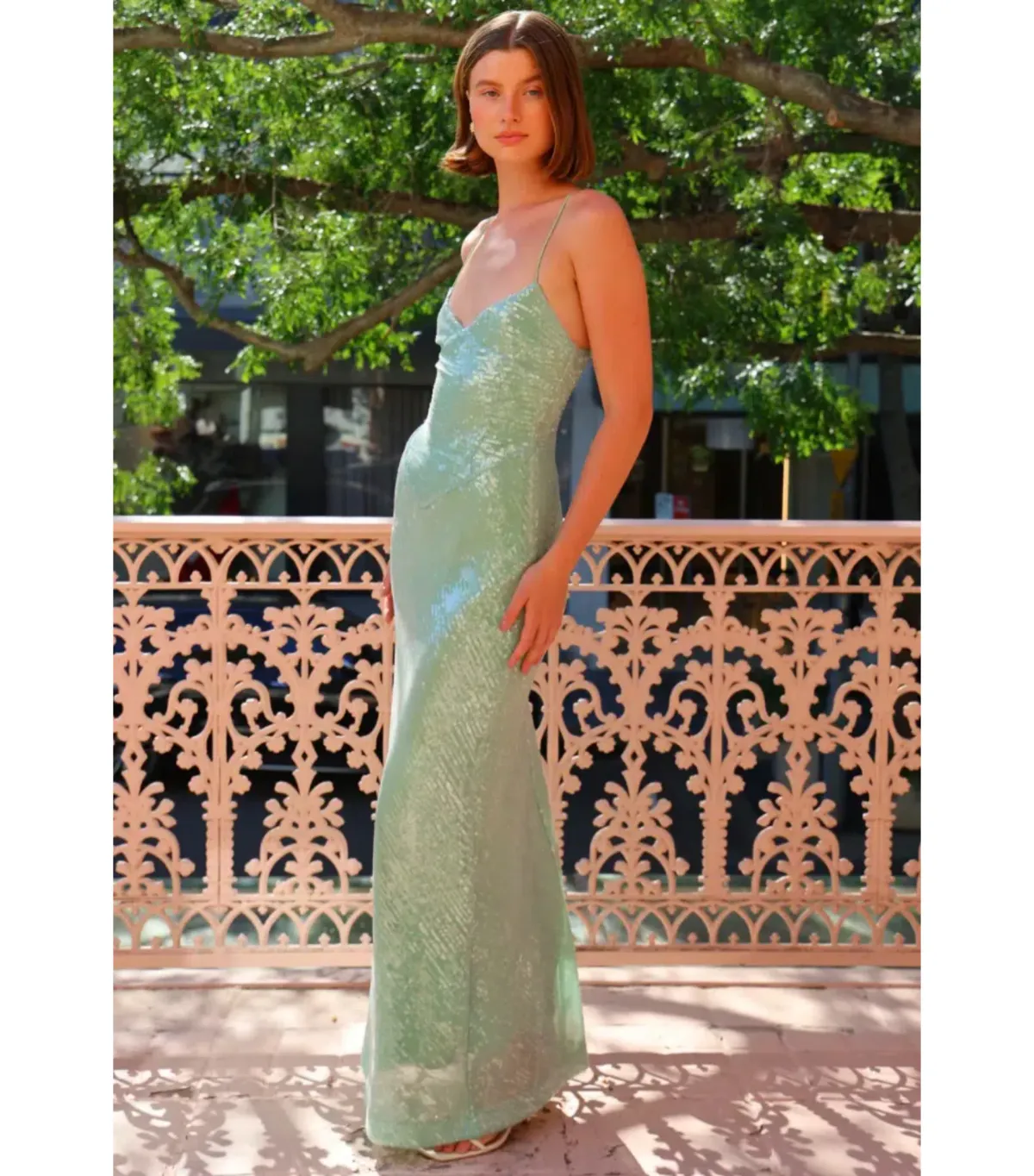 New Romantics Andy Diamond Bodice Maxi Dress in Apple Size AU 6  - Image 2