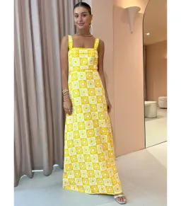 By Nicola Goldie Maxi Dress in Sol Yellow Size AU 10 for rent on The Volte - image 1