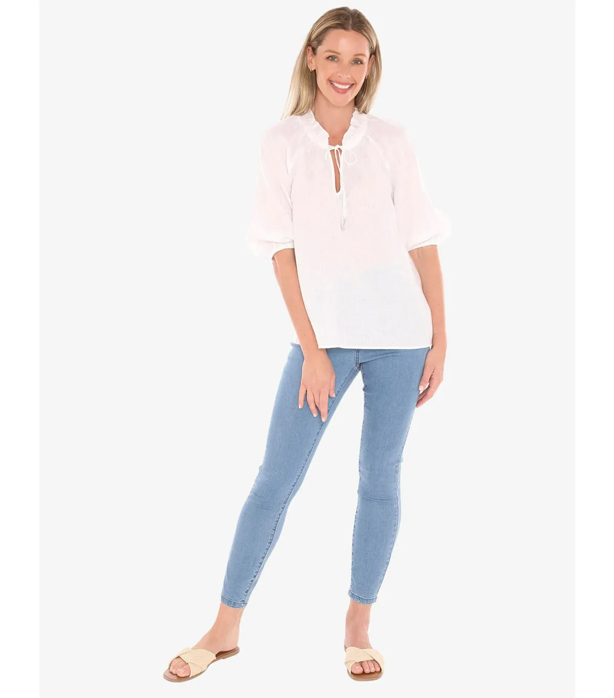 Jump Ruffle Neck Top White Size AU 16  - Image 1